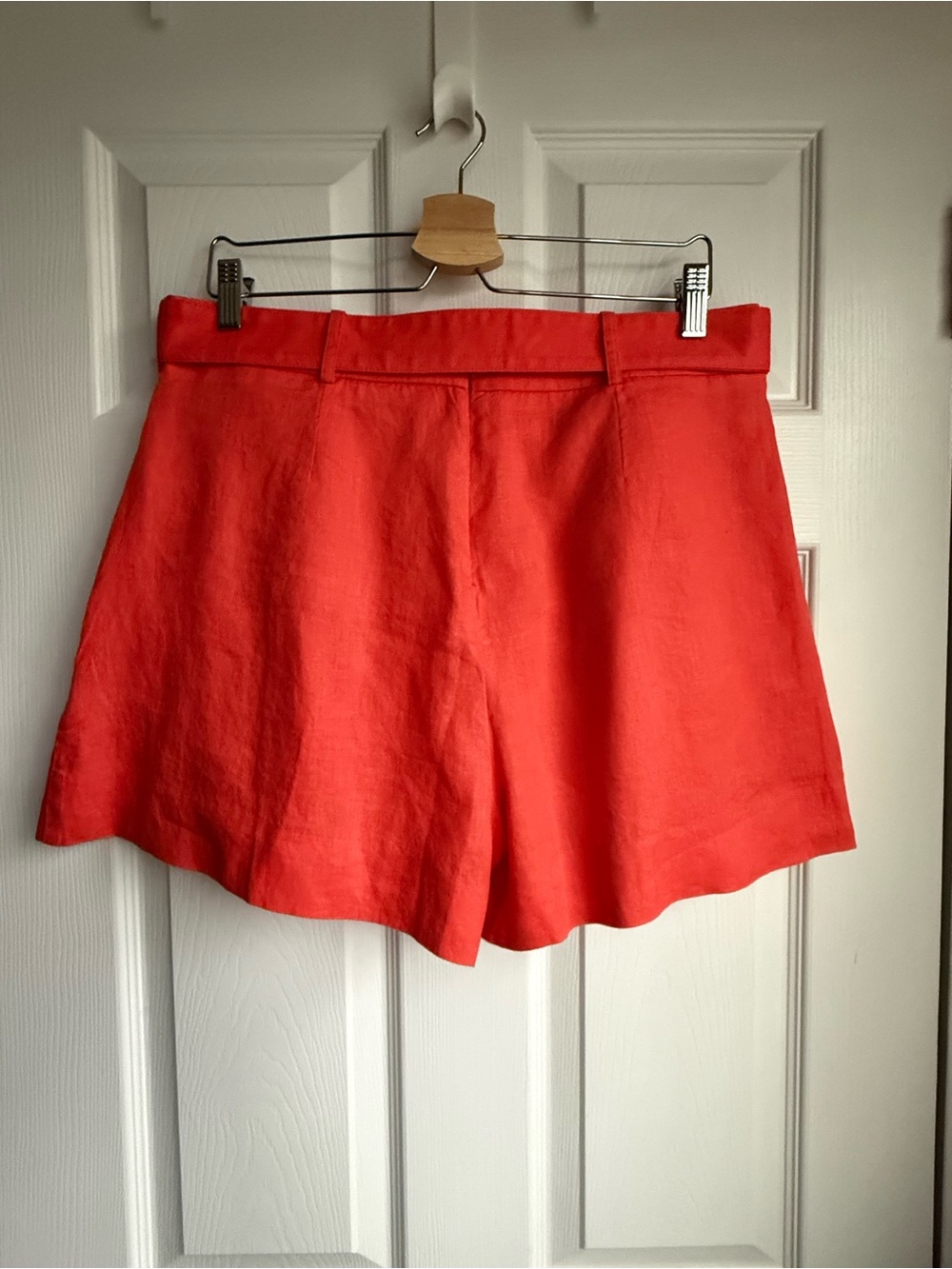 Banana Republic Belted Pleated Linen Meridian Shorts Red/Orange 12 Petite - Picture 9 of 11